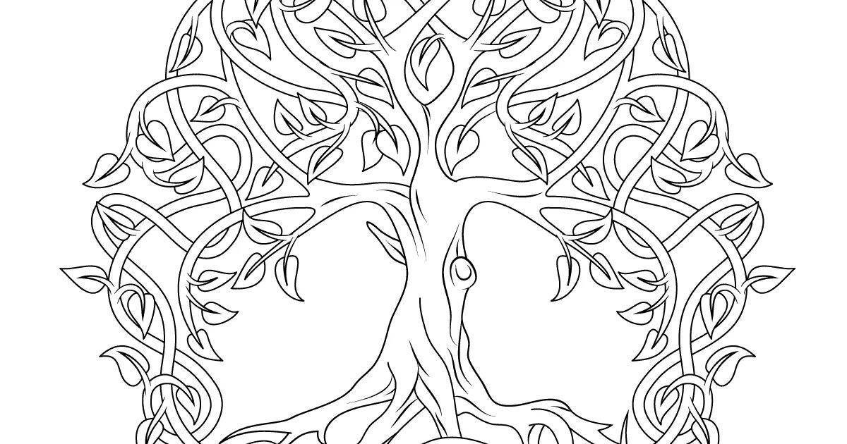 Exotic tree of life coloring page