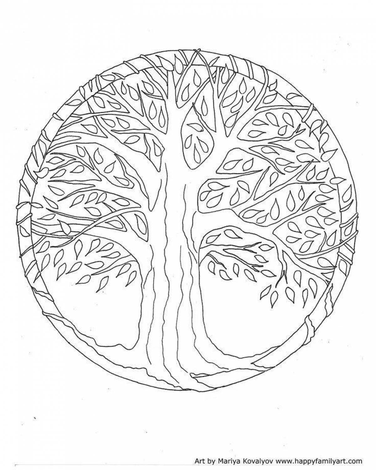Glowing tree of life coloring page