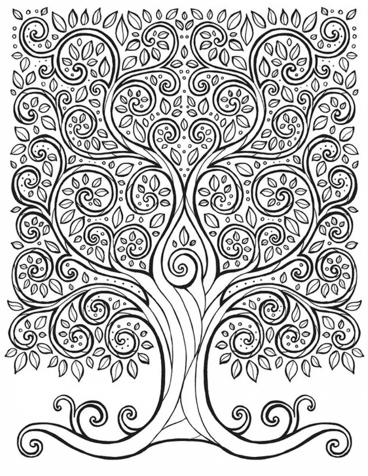 Flowering tree of life coloring page