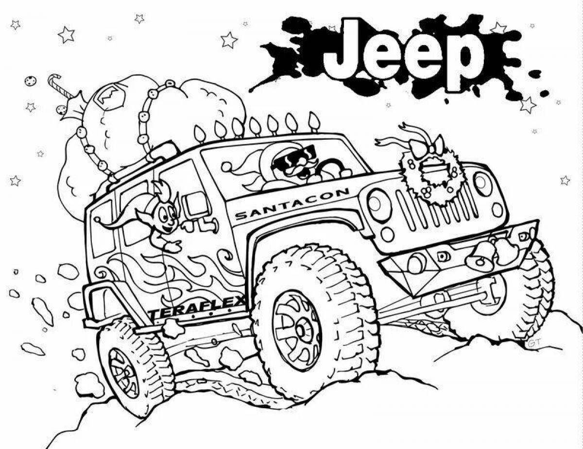 Exciting racing jeep coloring page