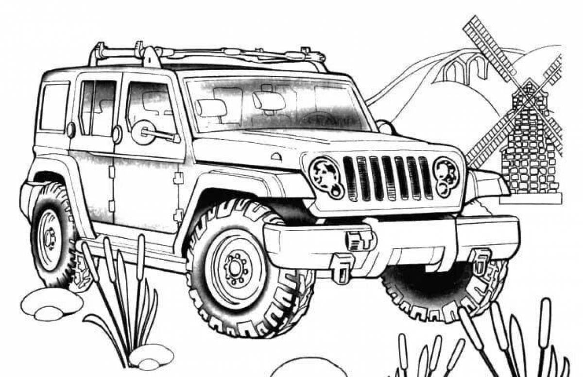Coloring page brave racing jeep