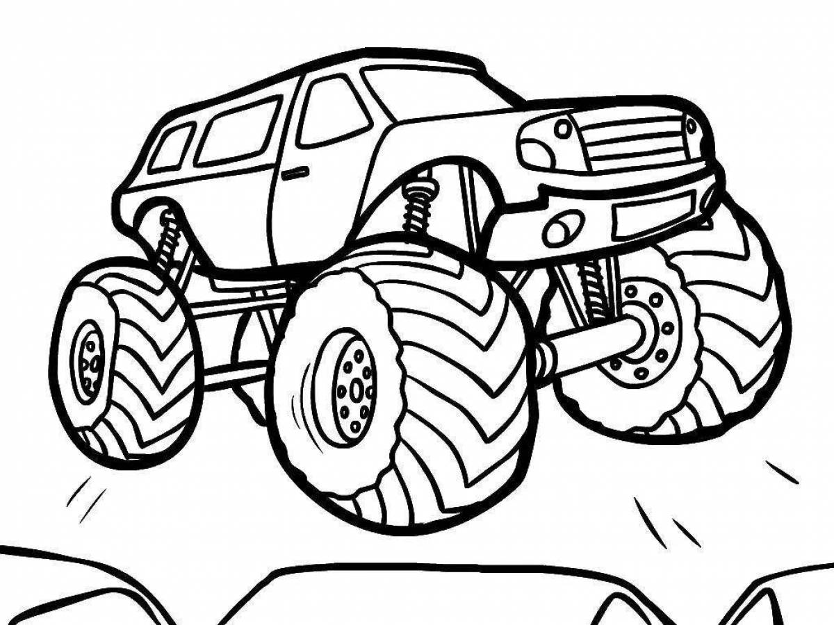 Glamorous racing jeep coloring page