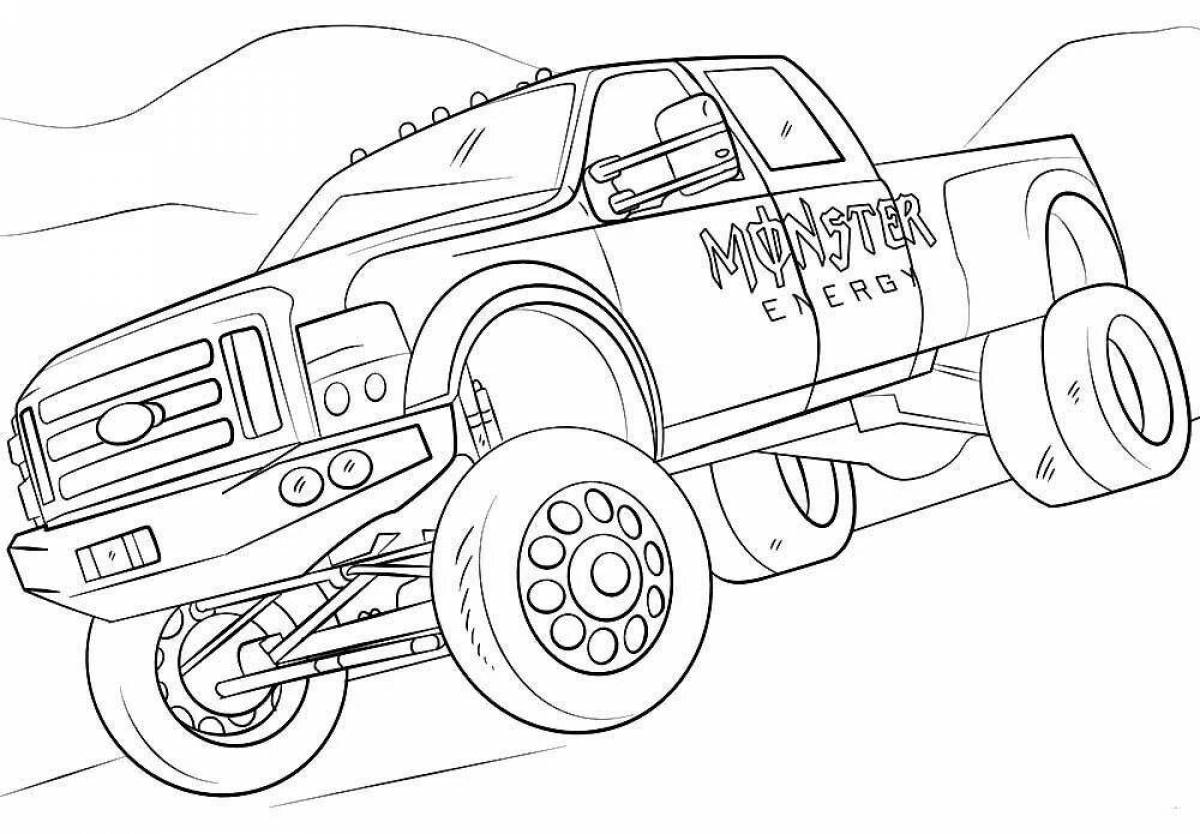 Adorable racing jeep coloring page