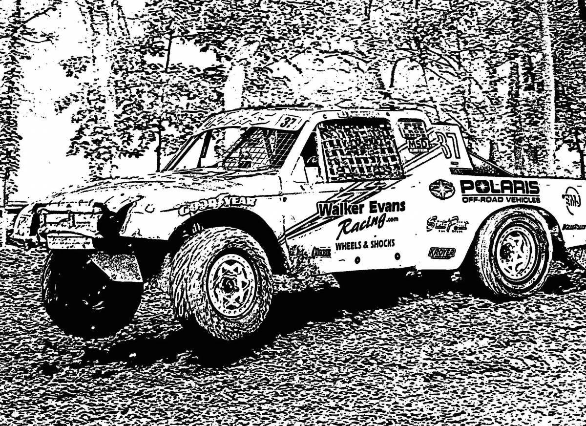 Fascinating racing jeep coloring page