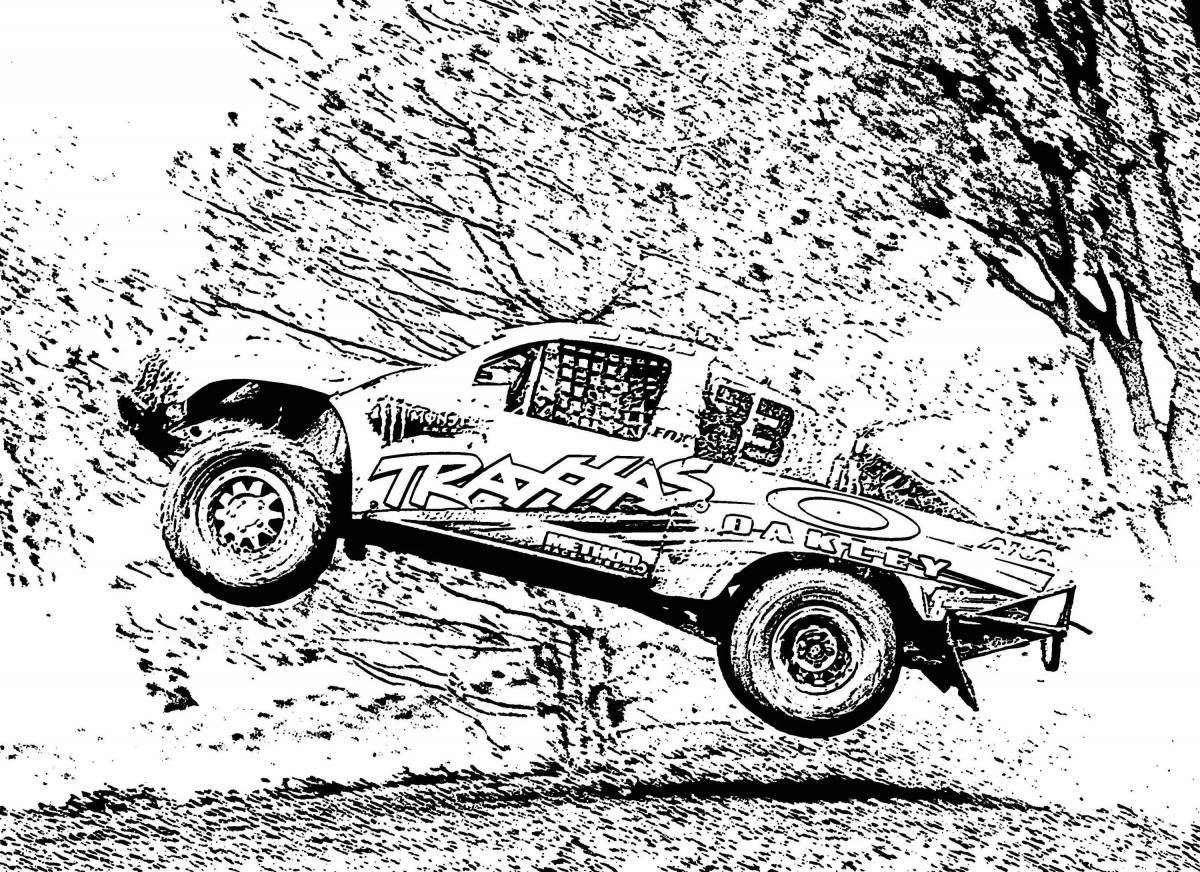 Coloring page funny racing jeep