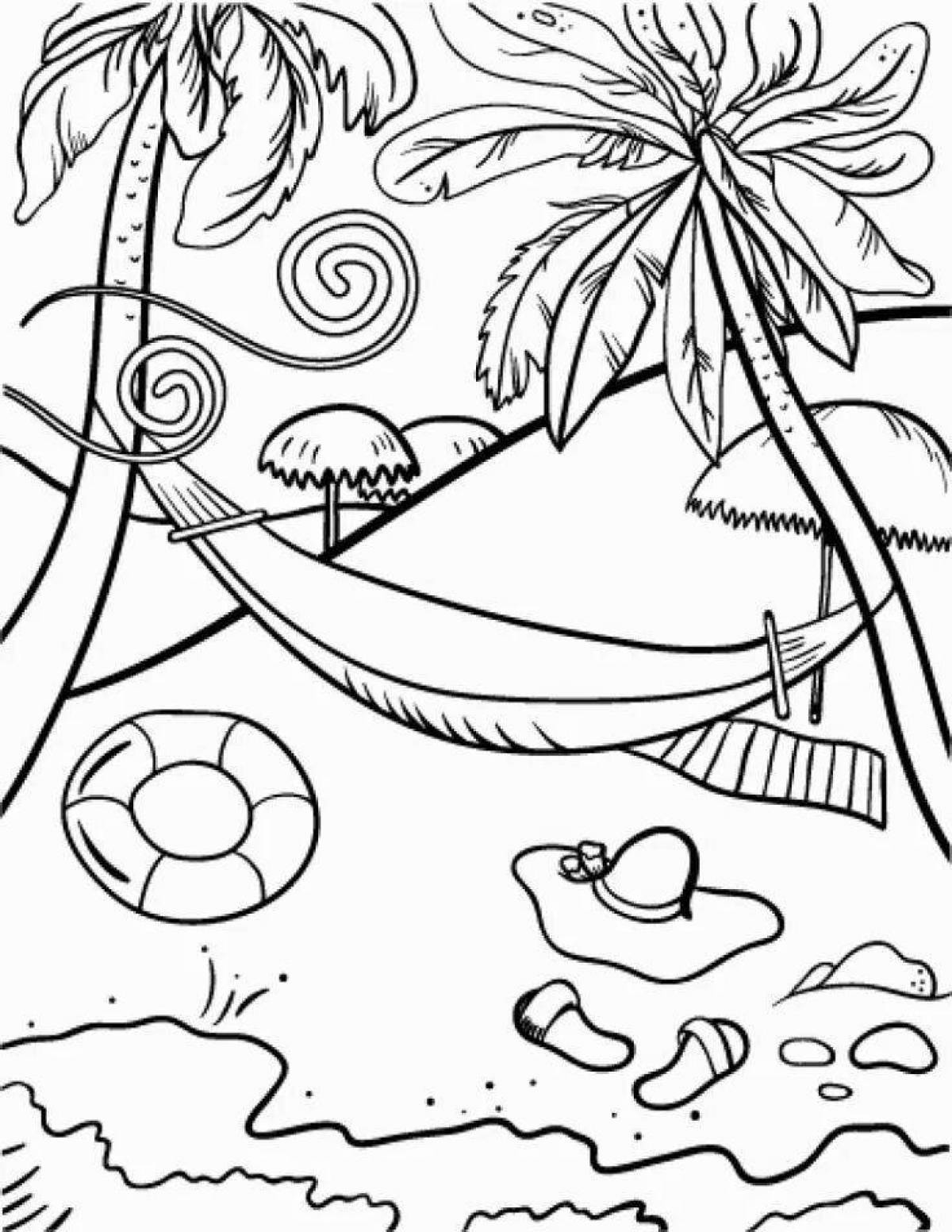 Colorful sea beach coloring book