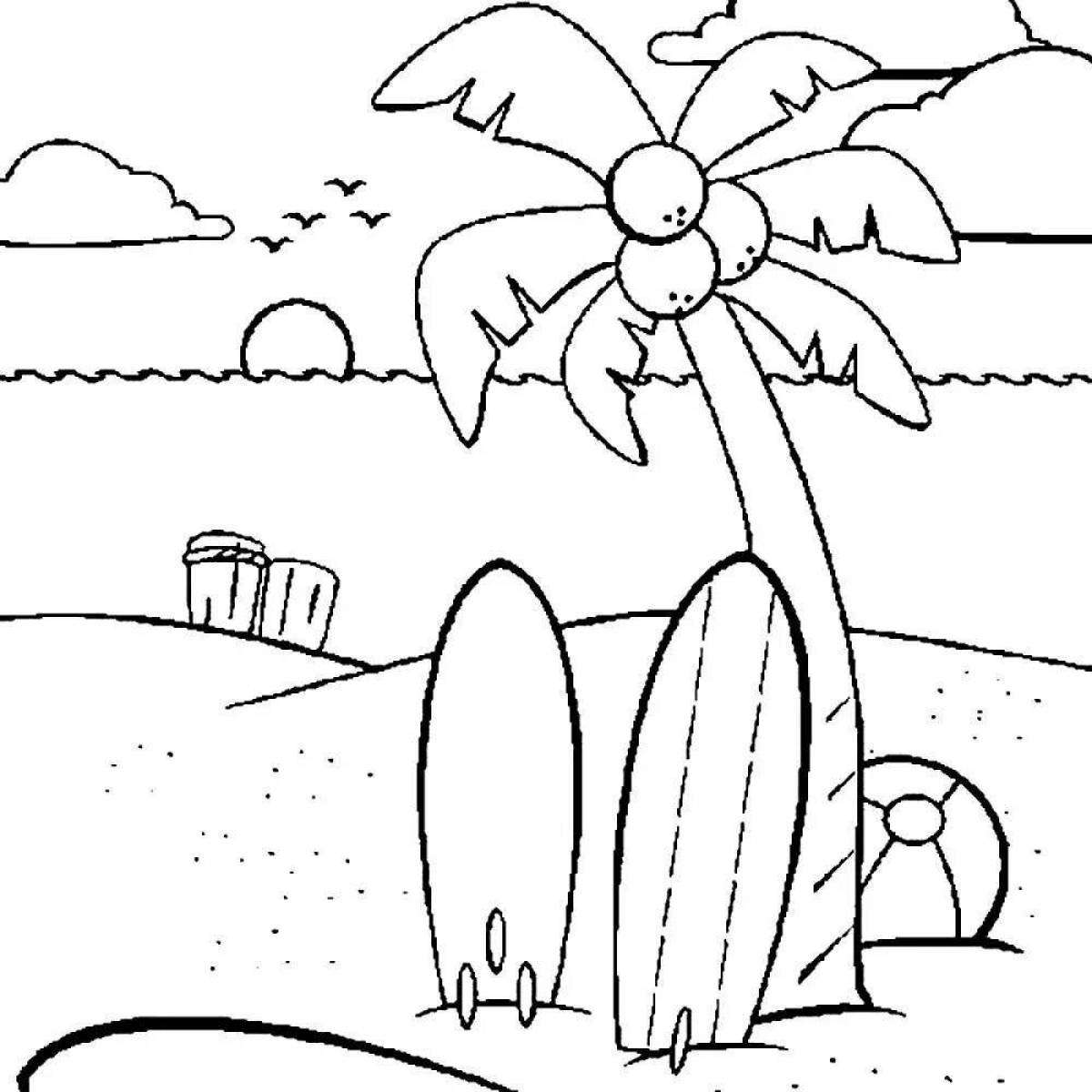 Relaxing sea beach coloring page