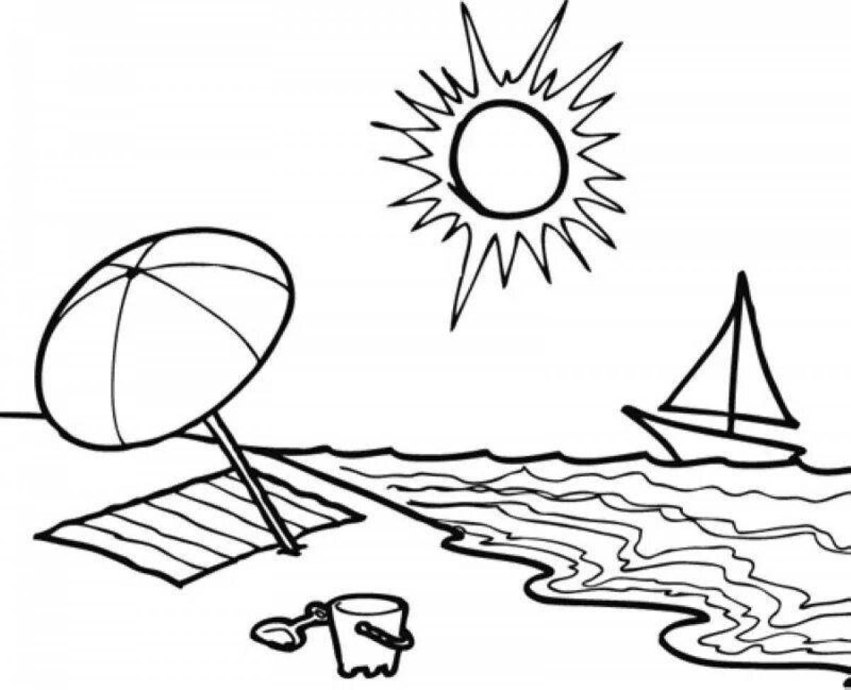 Раскраска безмятежный морской пляж