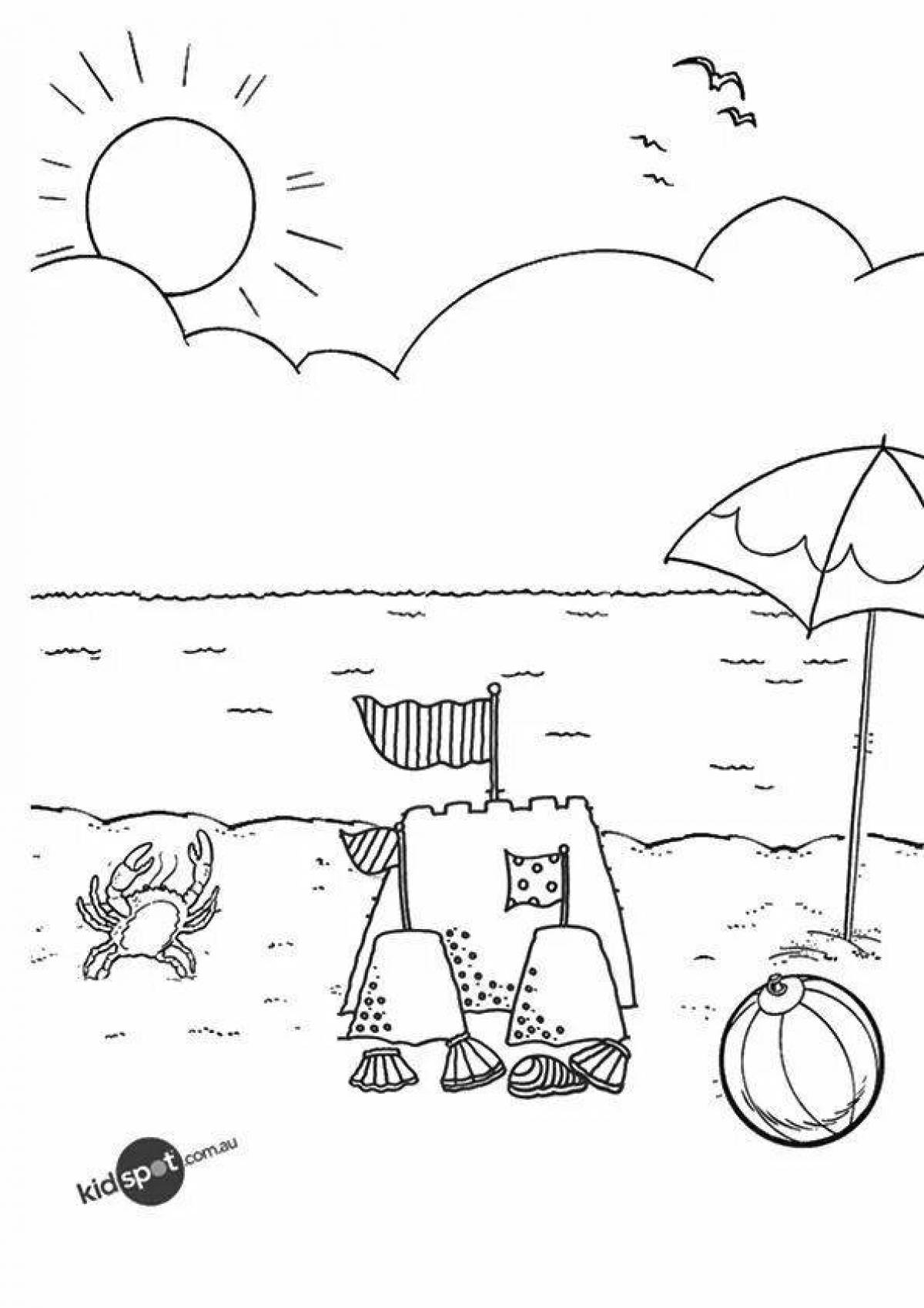 Coloring page magical sea beach