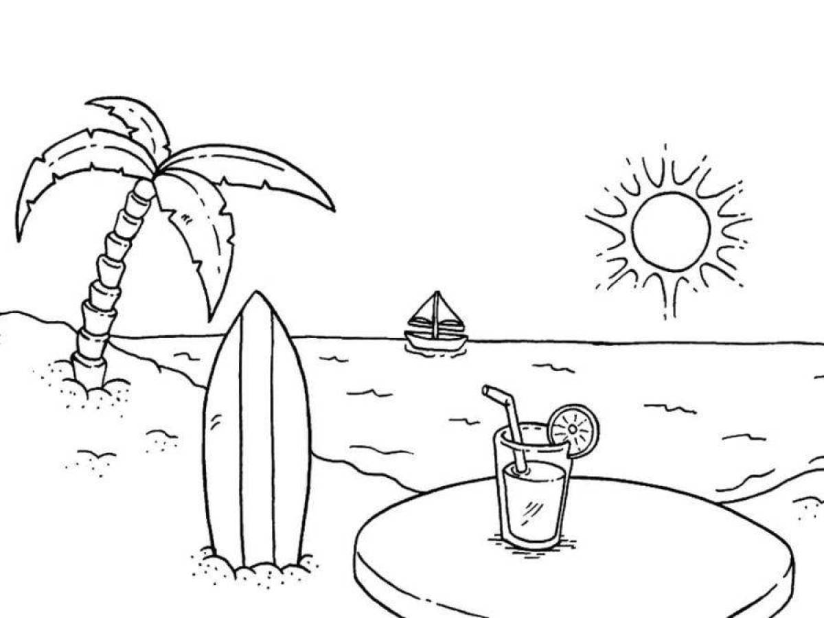 Glowing sea beach coloring page