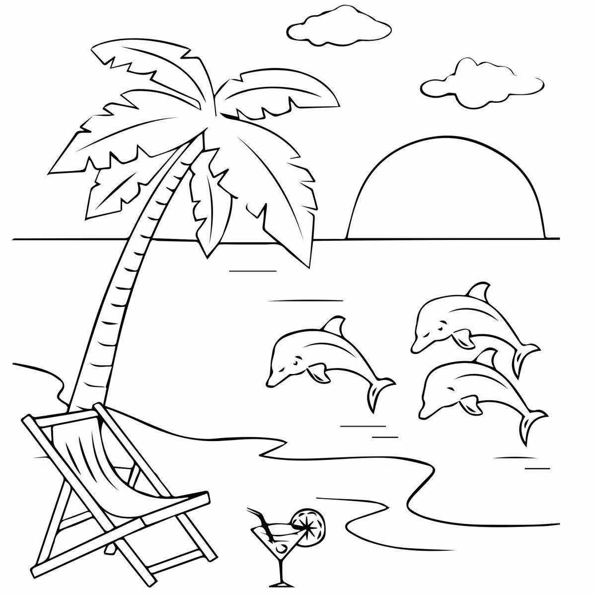 Coloring page cheerful sea beach