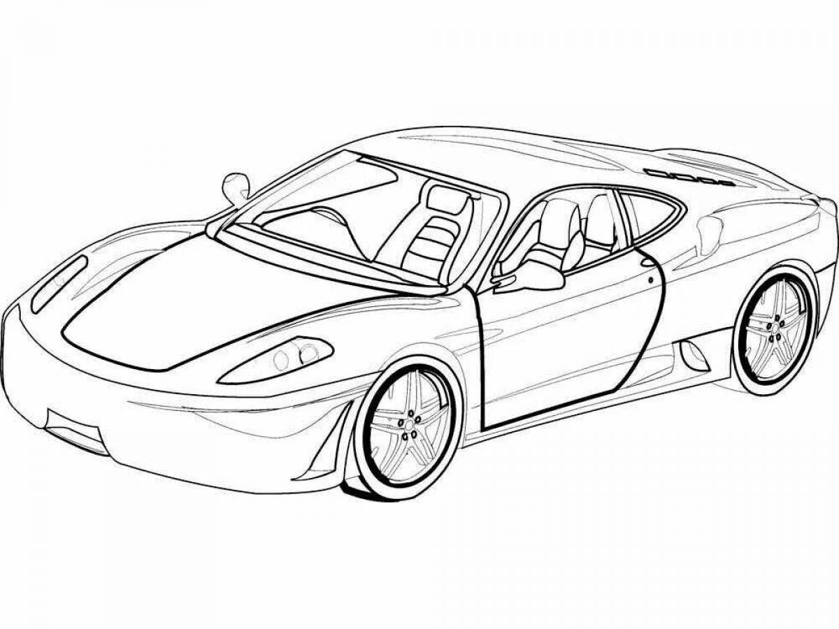 Coloring book of a bright sports car