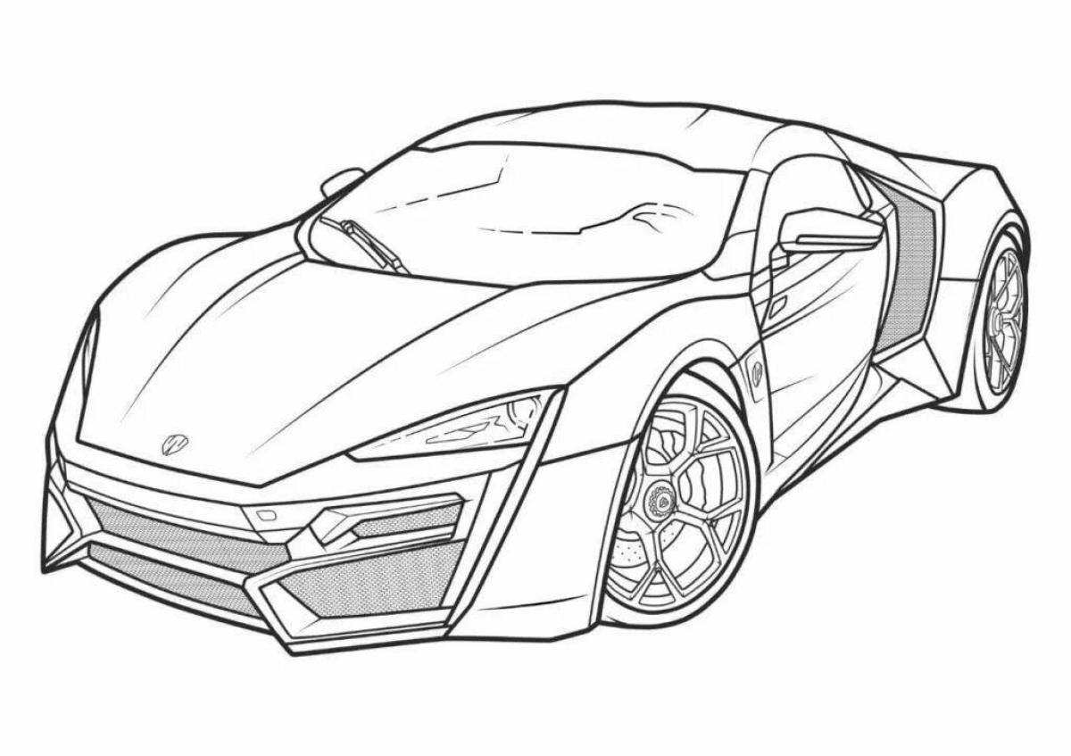 A striking sports car coloring page