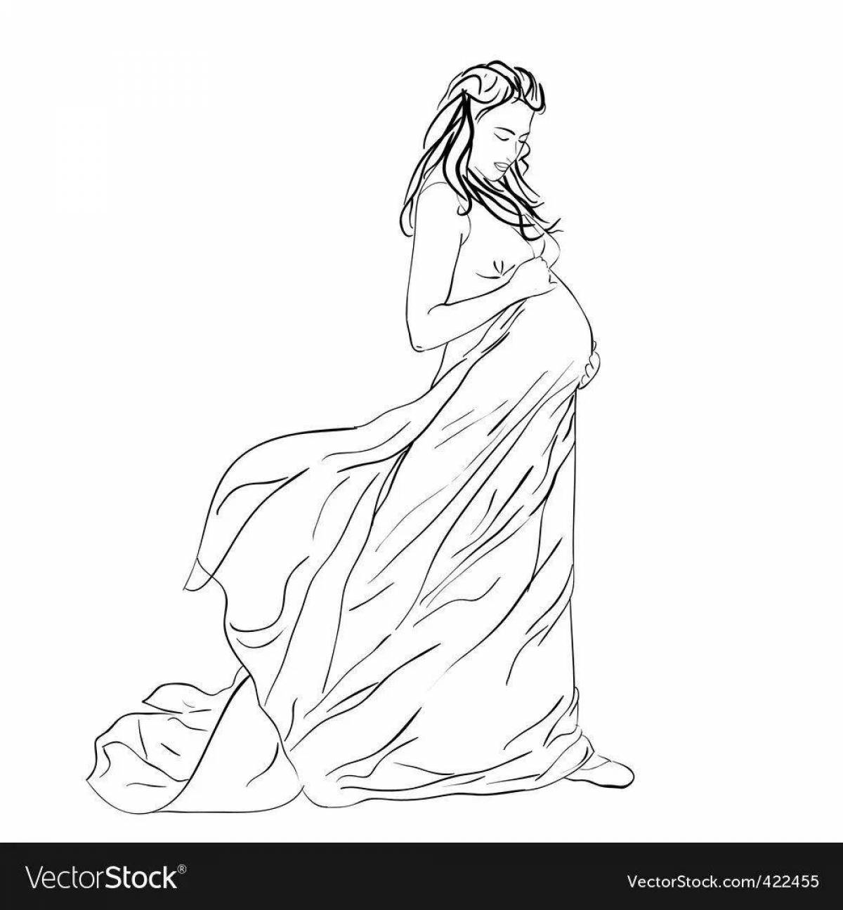 Coloring book radiant pregnant woman