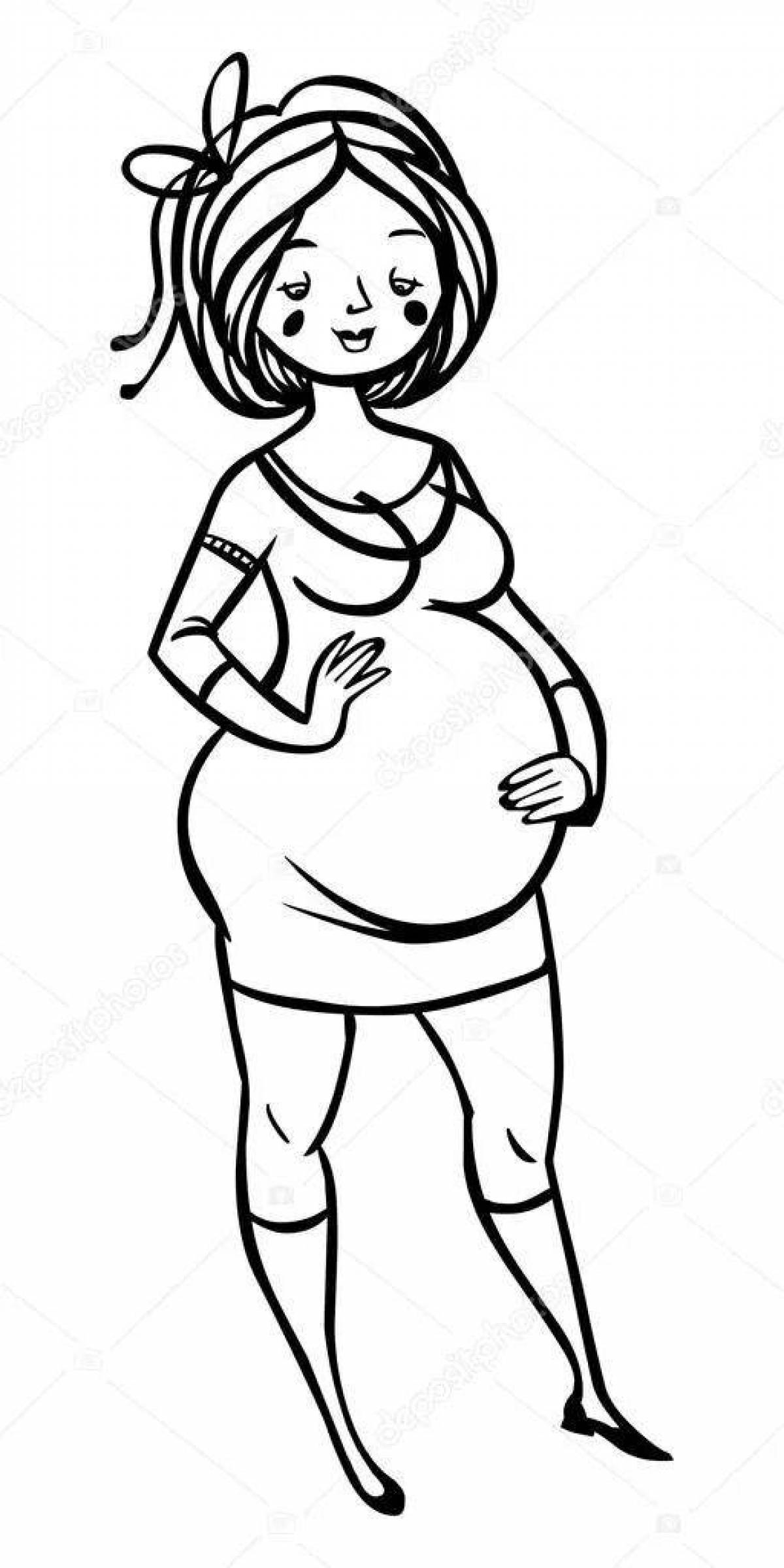 Glowing pregnant woman coloring page
