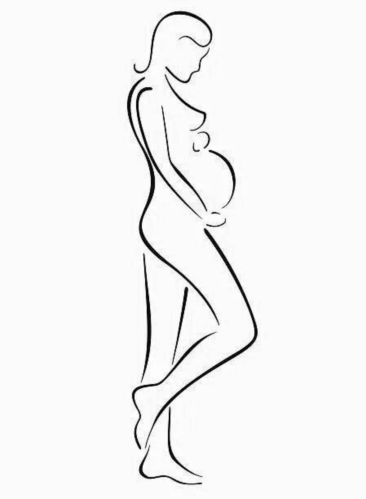 Раскраска безмятежная беременная женщина