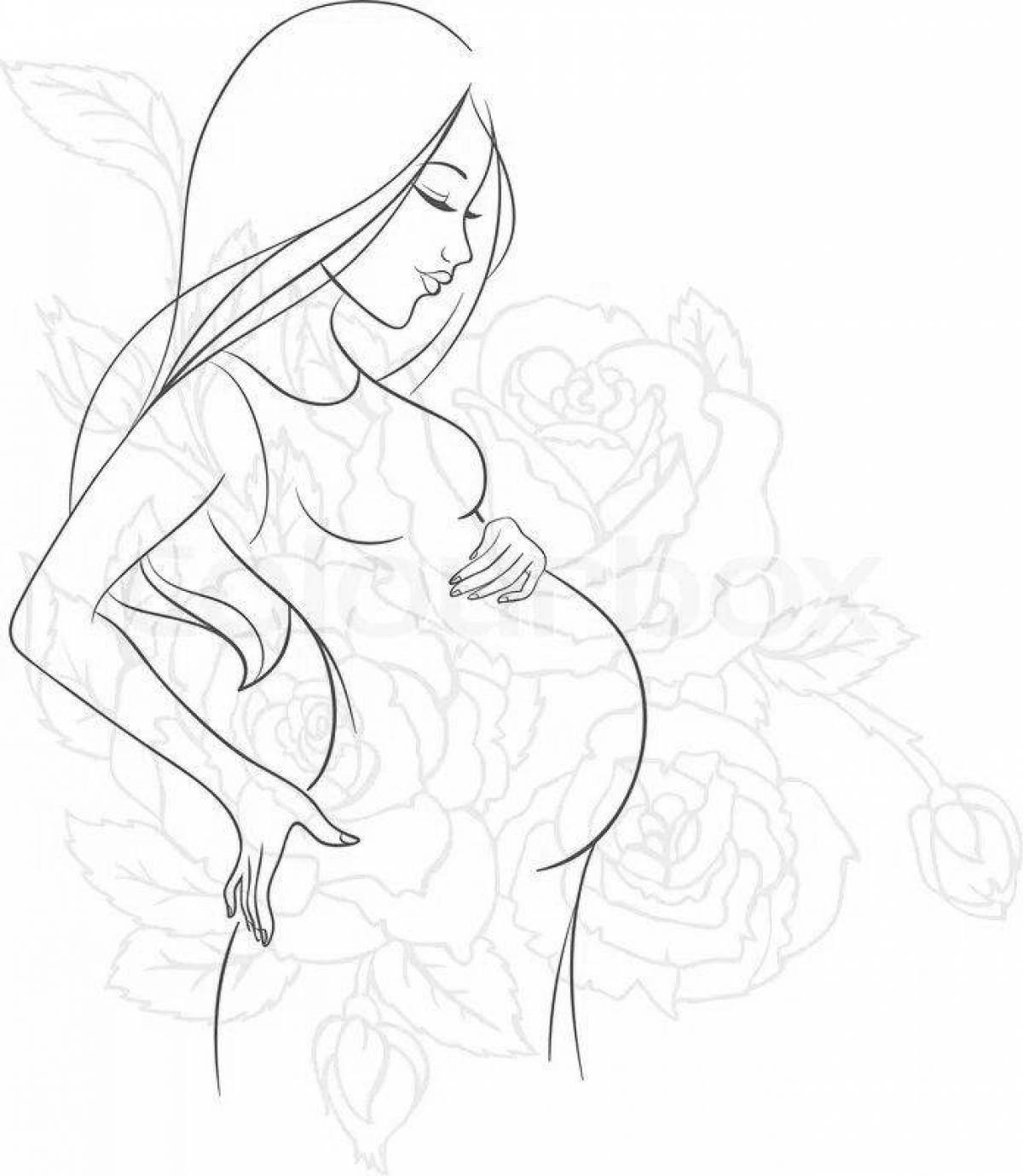 Раскраска яркая беременная женщина