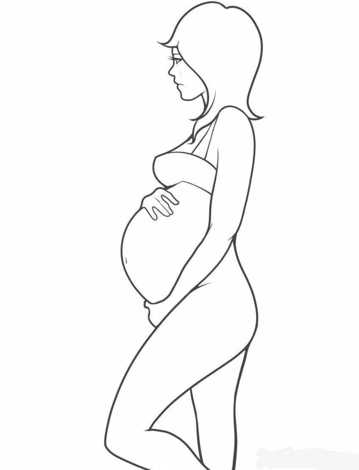 Coloring page elegant pregnant woman