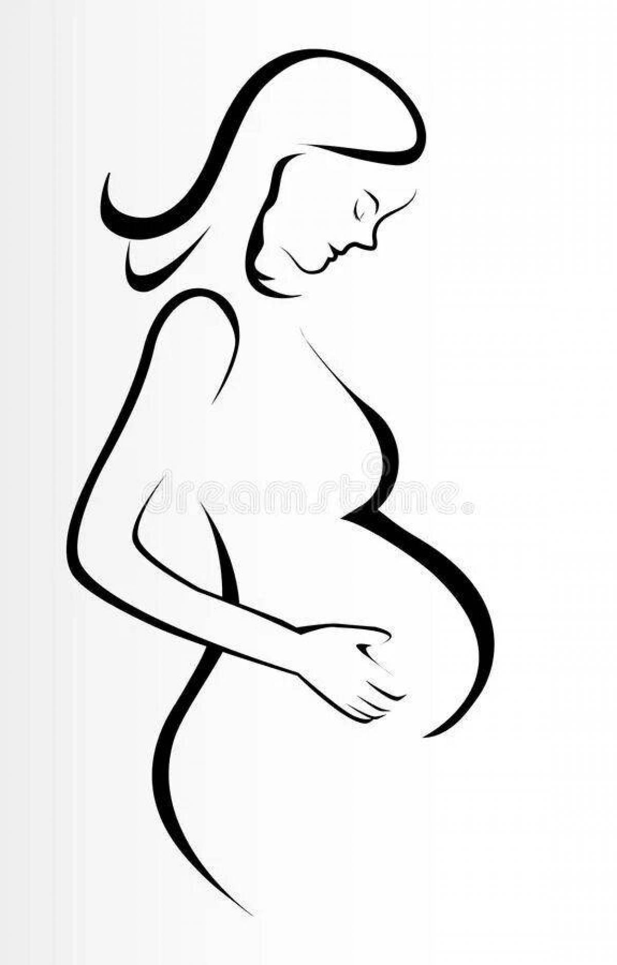 Раскраска Раскраска радостная беременная женщина