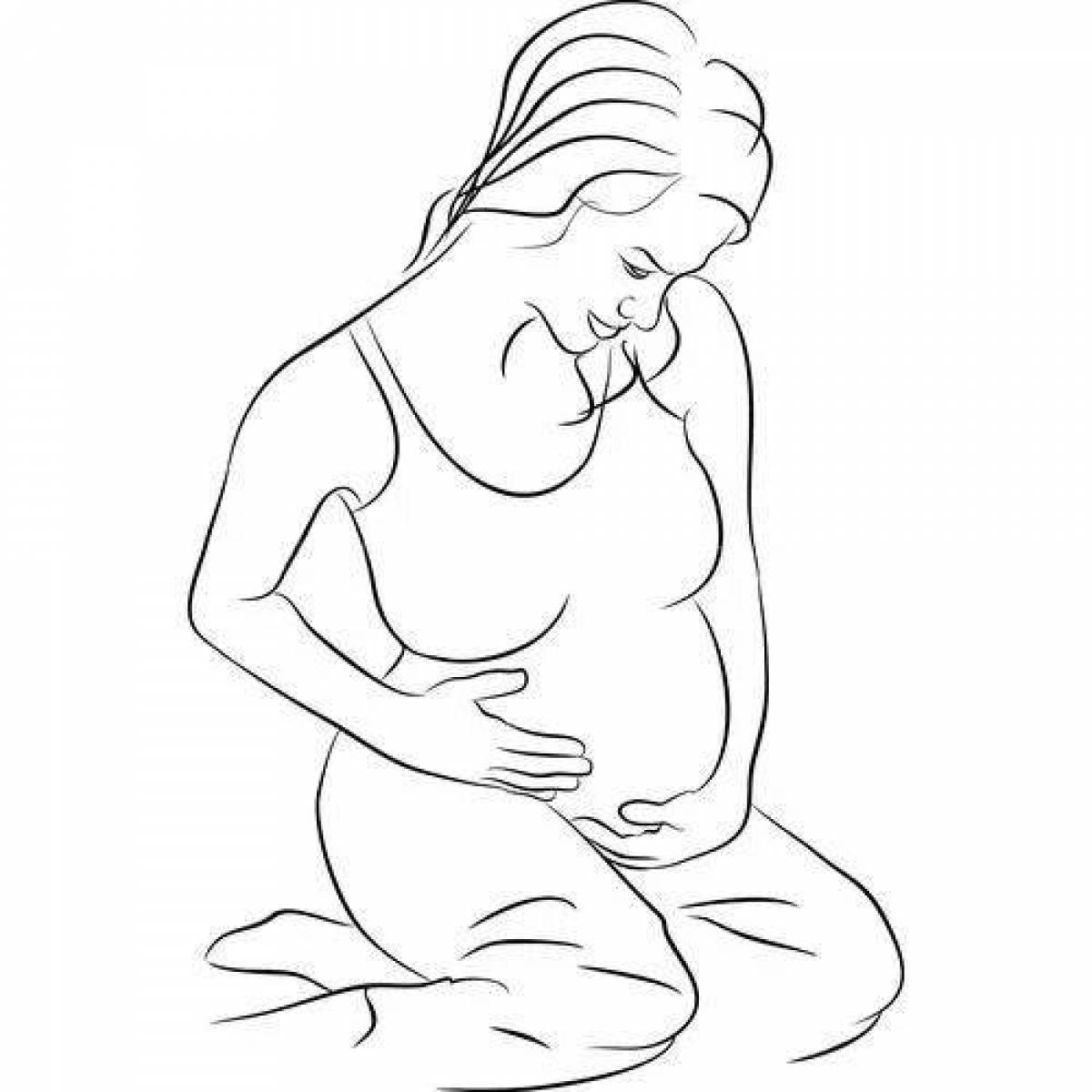 Gorgeous pregnant woman coloring page