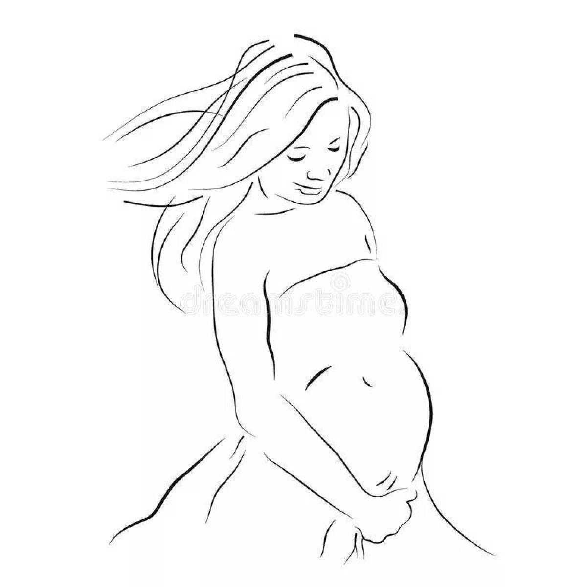 Раскраска буйная беременная женщина