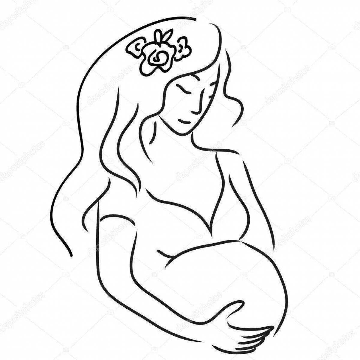 Coloring page beautiful pregnant woman