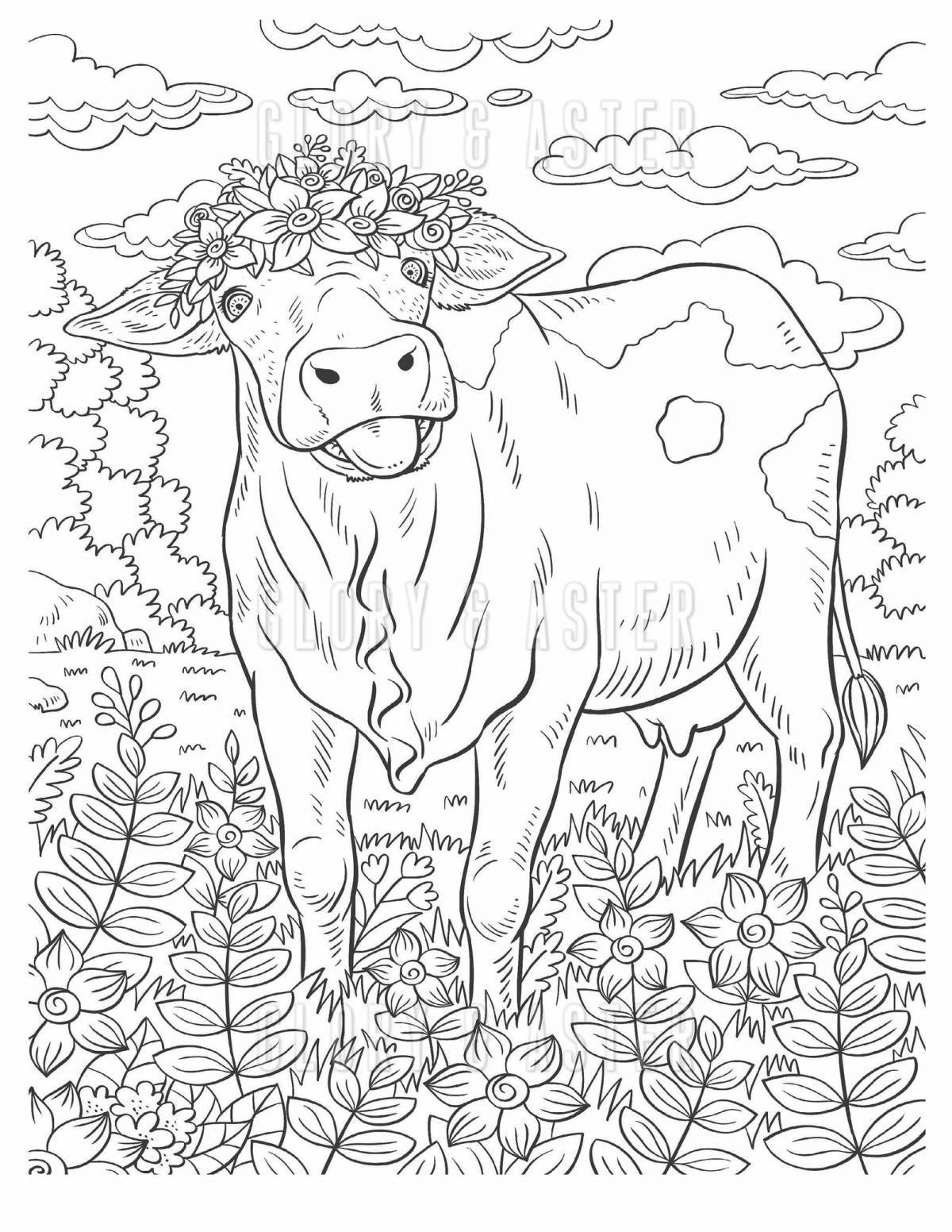Раскраска сказочная корова