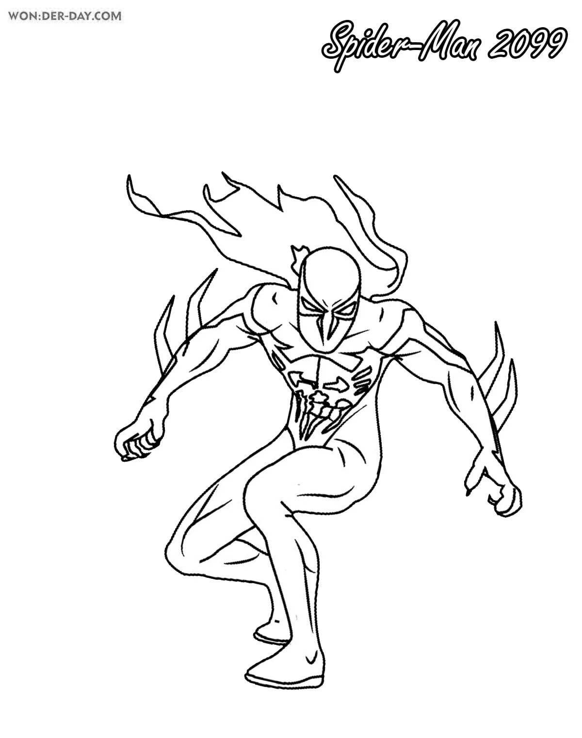 Coloring page shining fiery man