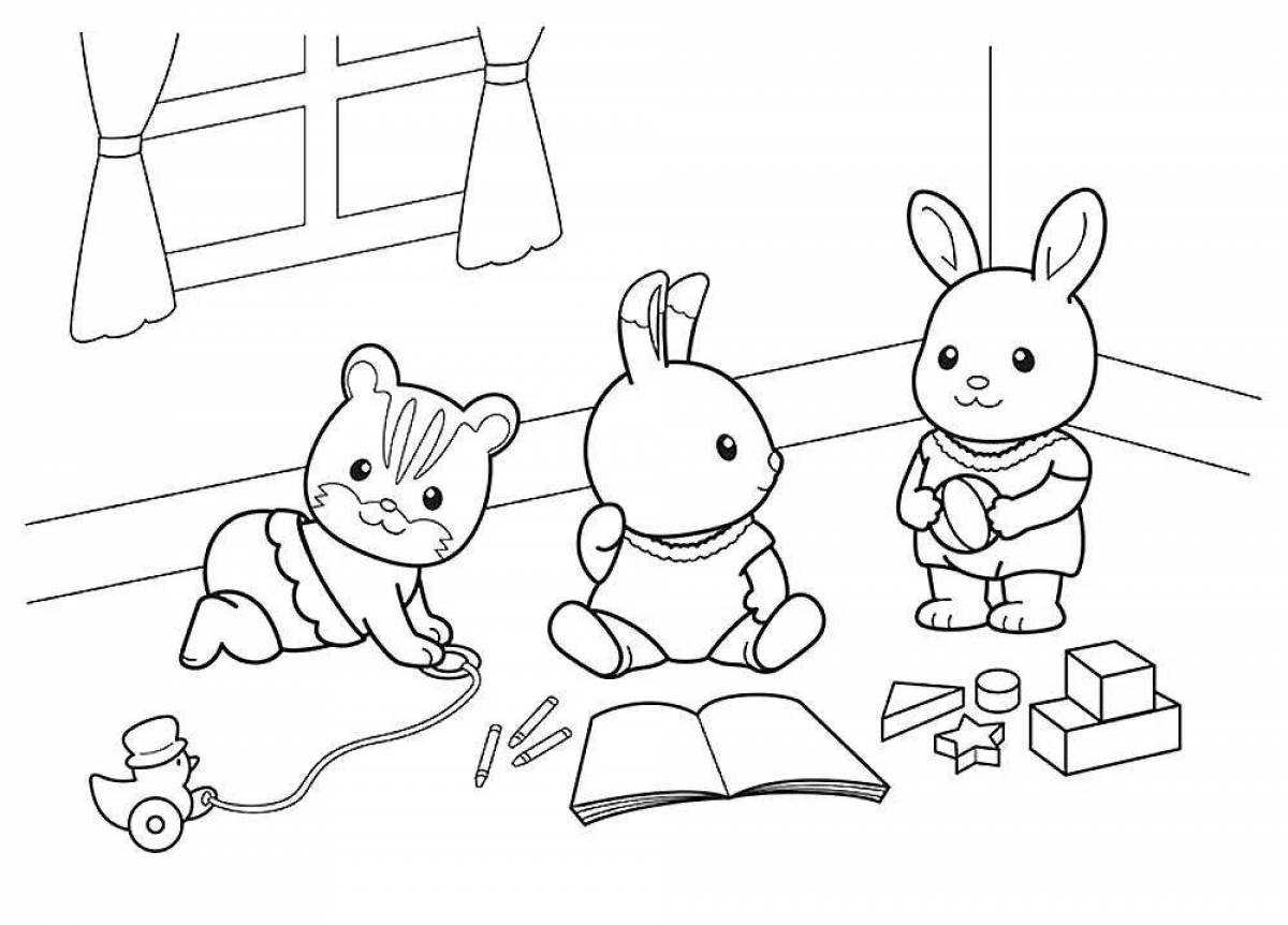 Lovely sylvanian femilis coloring page