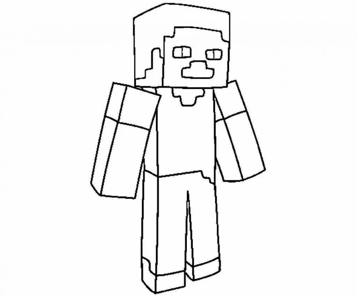 Minecraft man bright coloring page