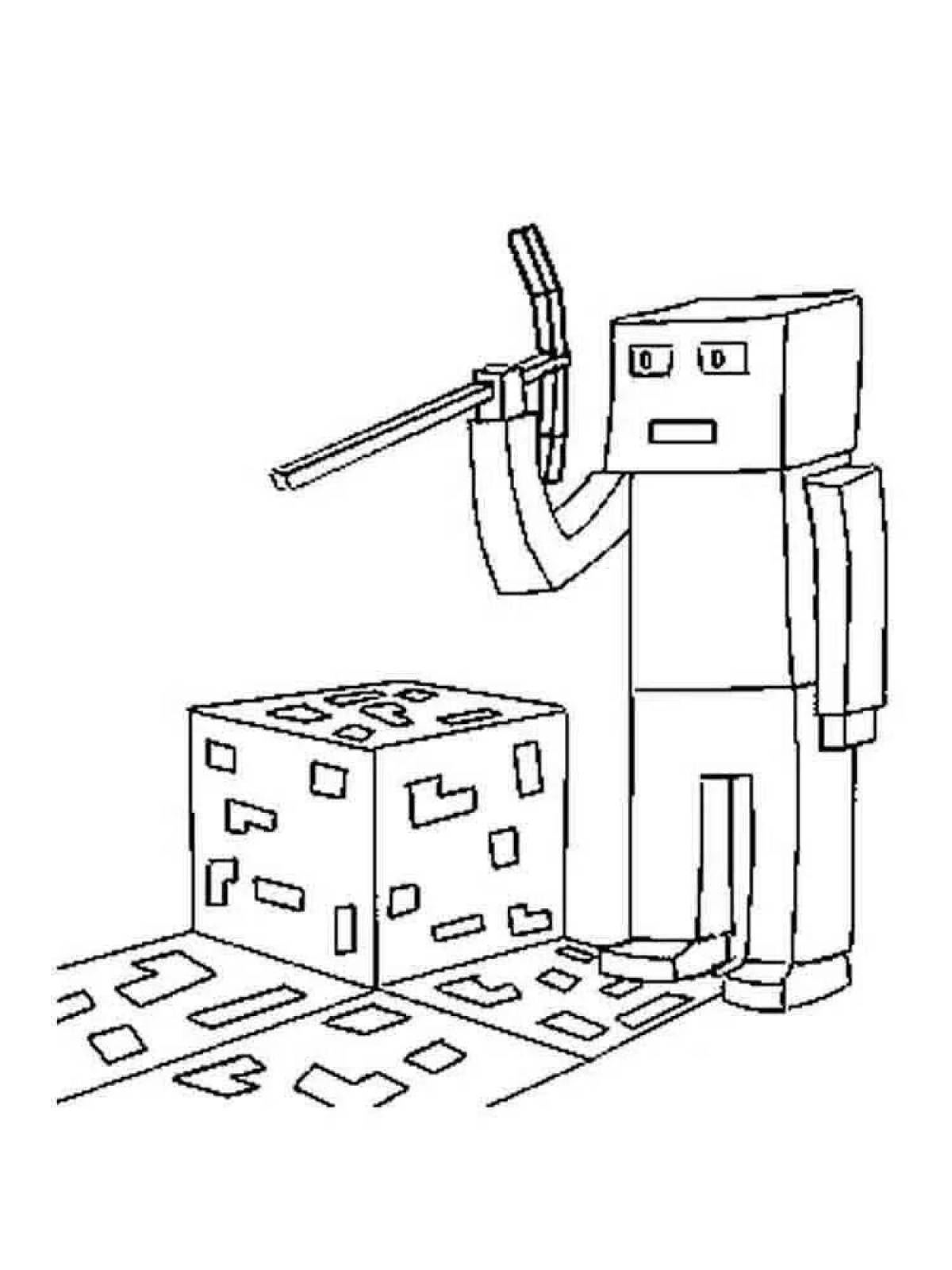 Coloring funny minecraft man