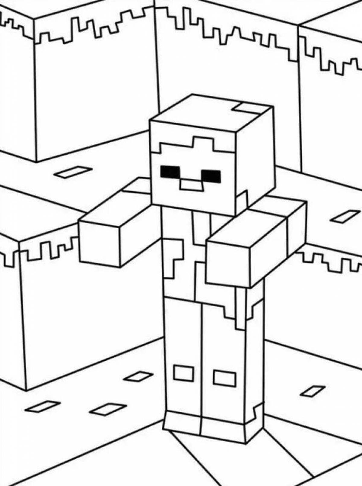 Exciting minecraft man coloring book