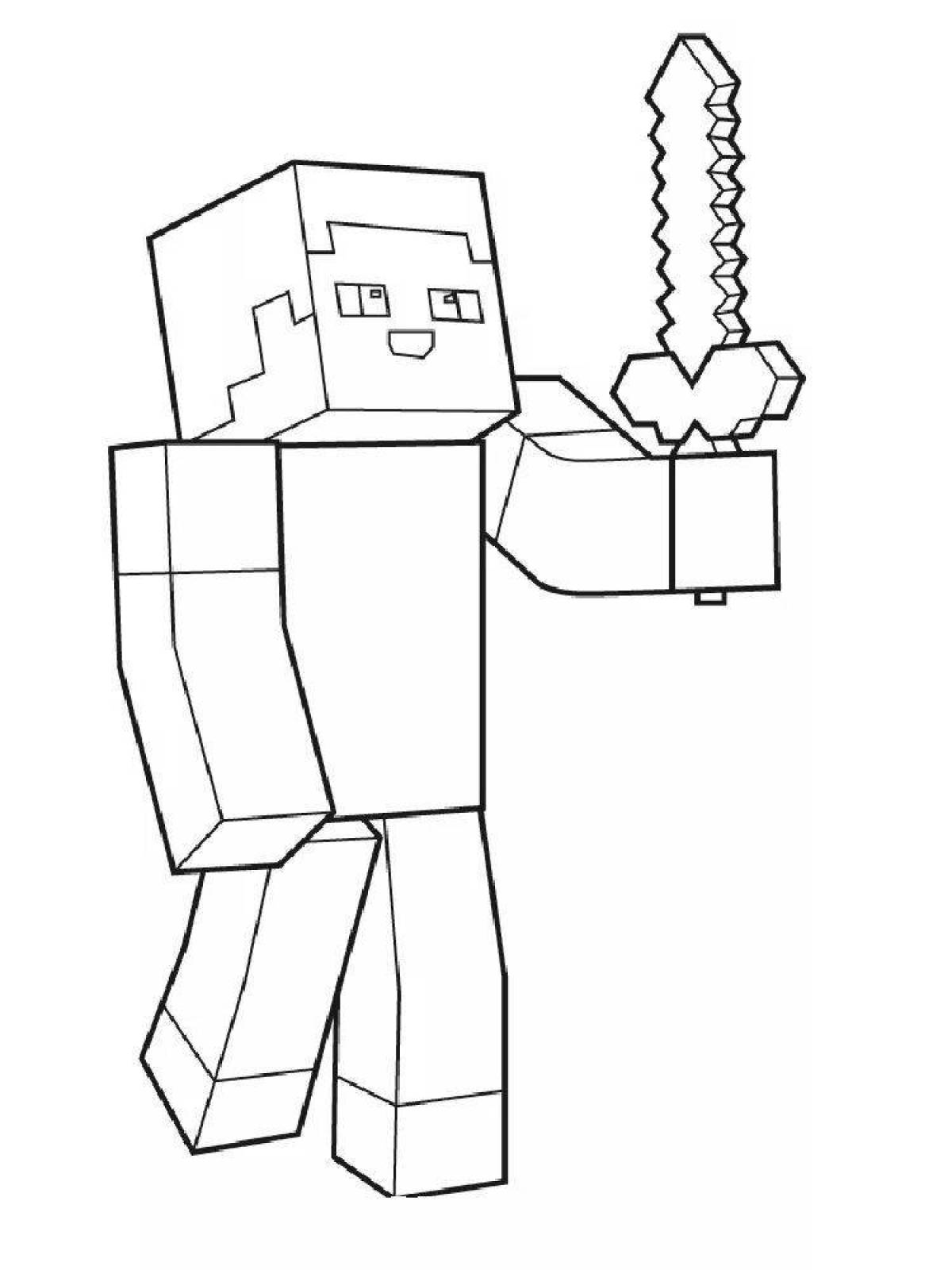 Creative minecraft man coloring page