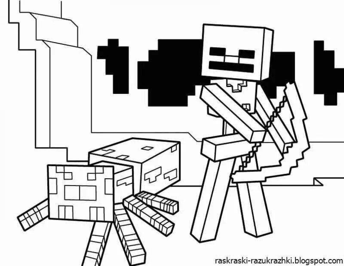 Minecraft man coloring with crazy color