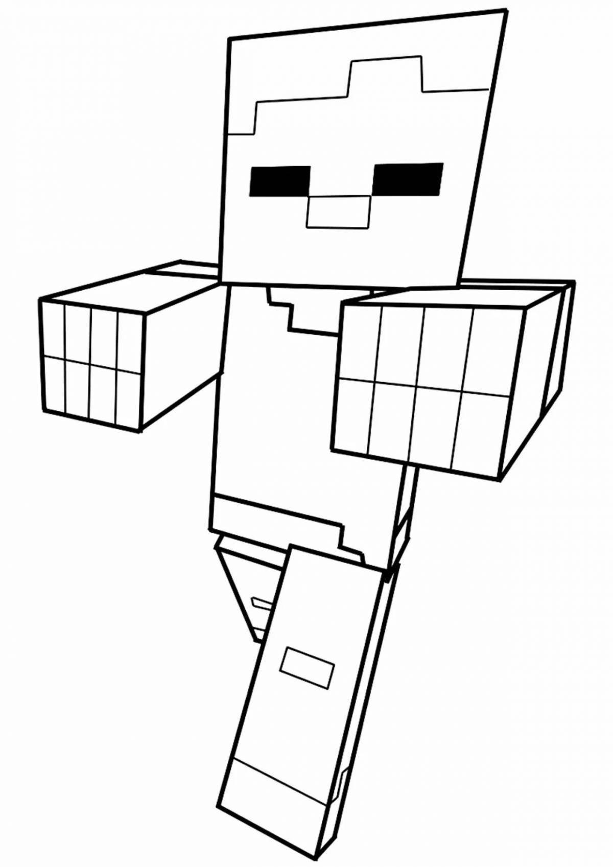 Coloring minecraft man with crazy color