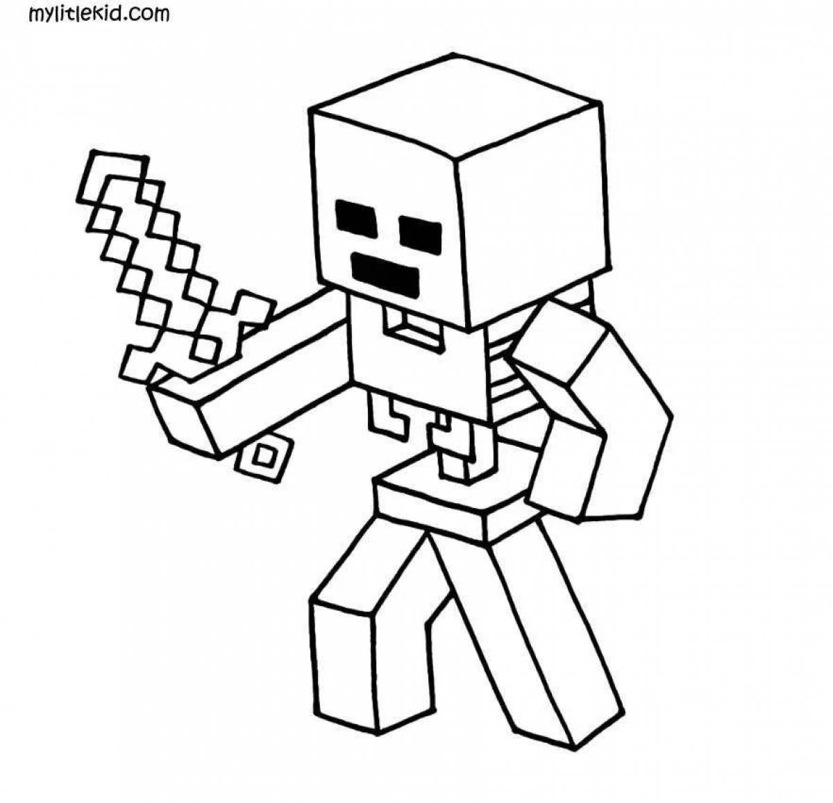 Minecraft man coloring with colorful texture