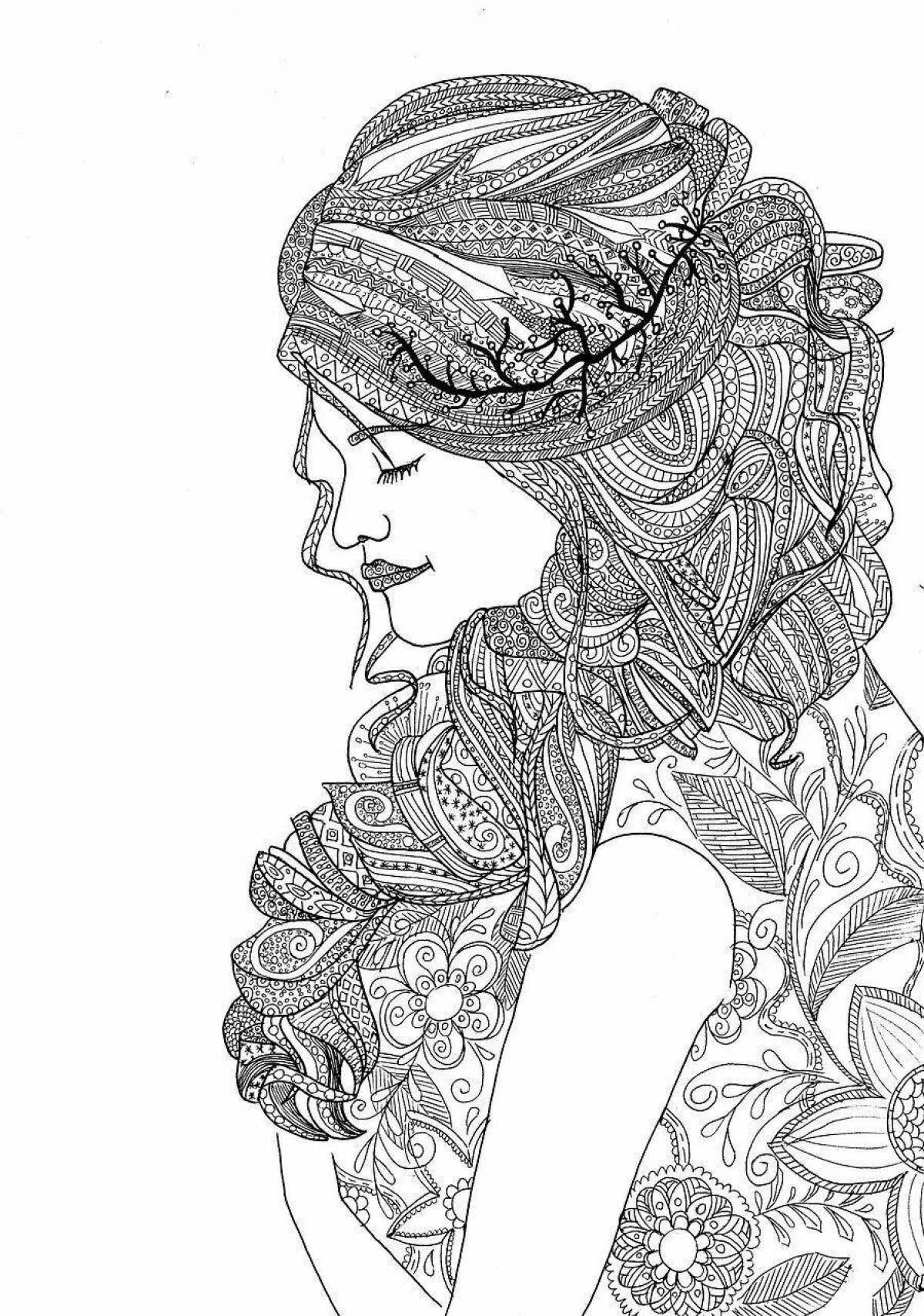 Coloring book shining anti-stress people