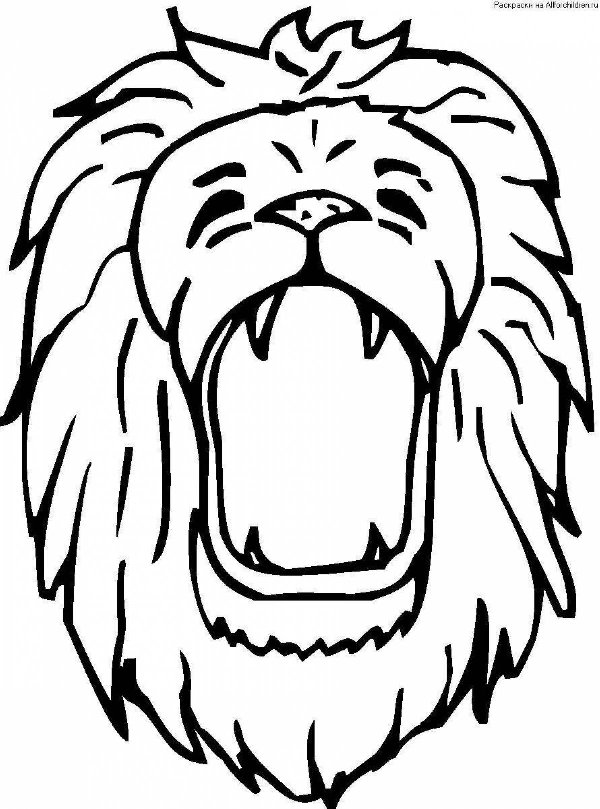 Великолепная страница раскраски головы льва