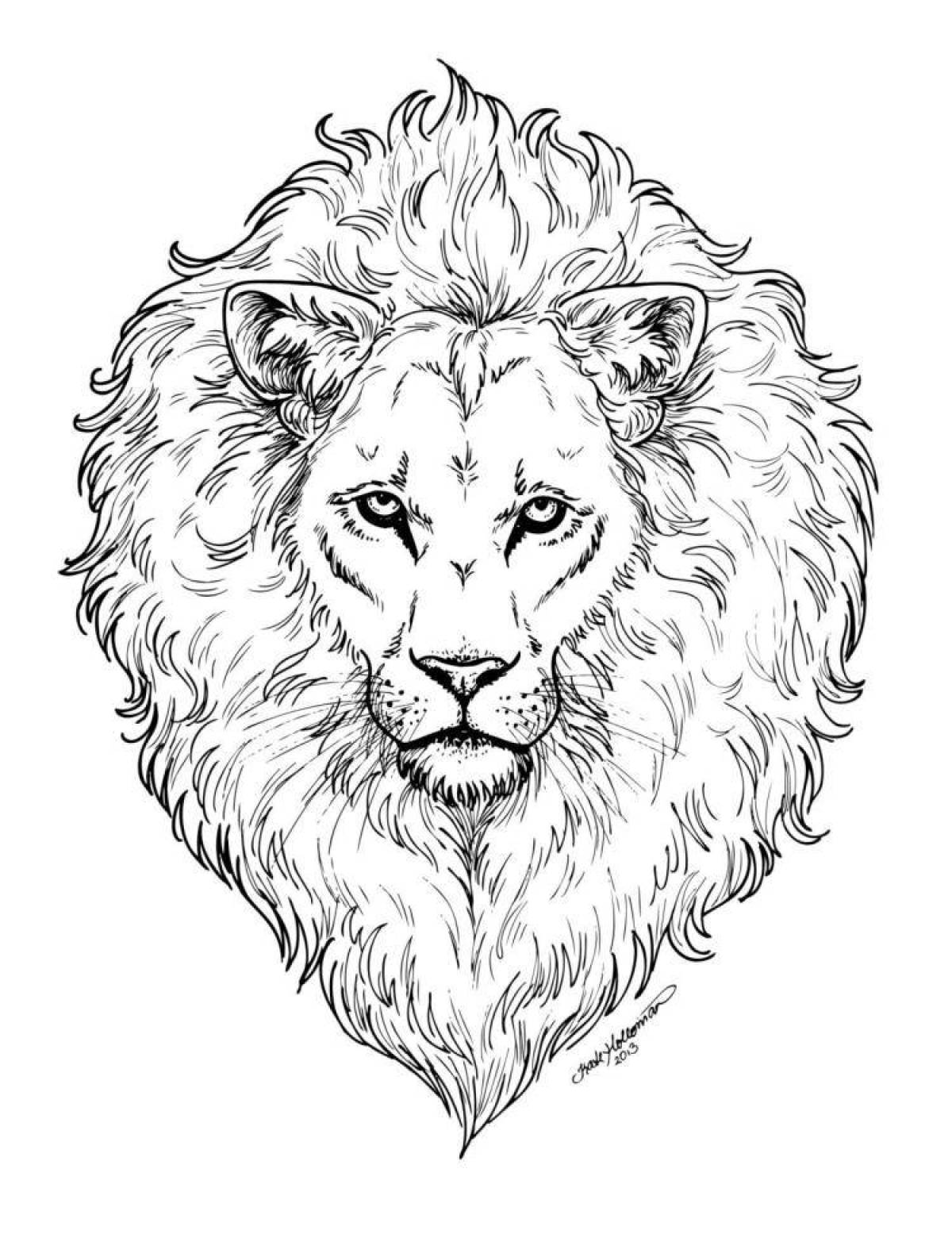 Coloring book shining lion head