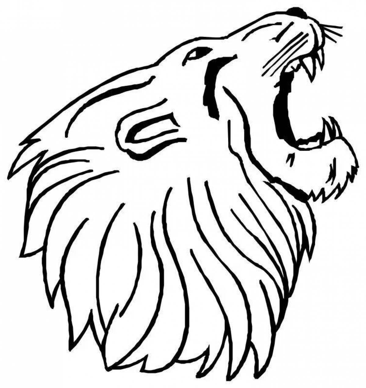 Изысканная страница раскраски головы льва