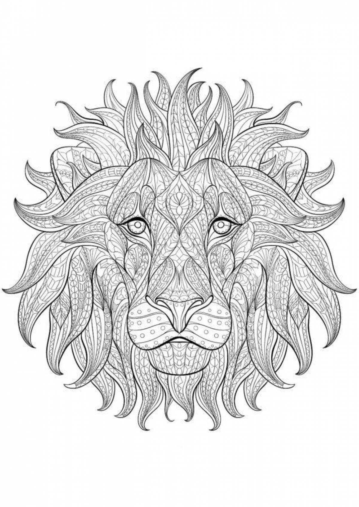 Coloring head of a dazzling lion