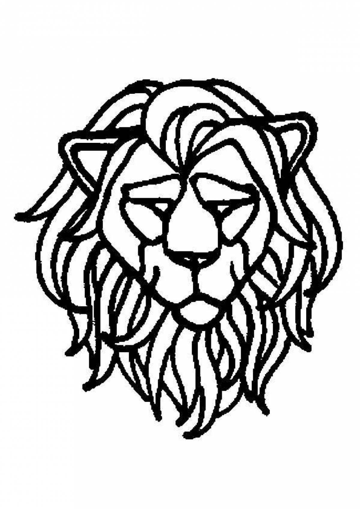 Glowing lion head coloring page