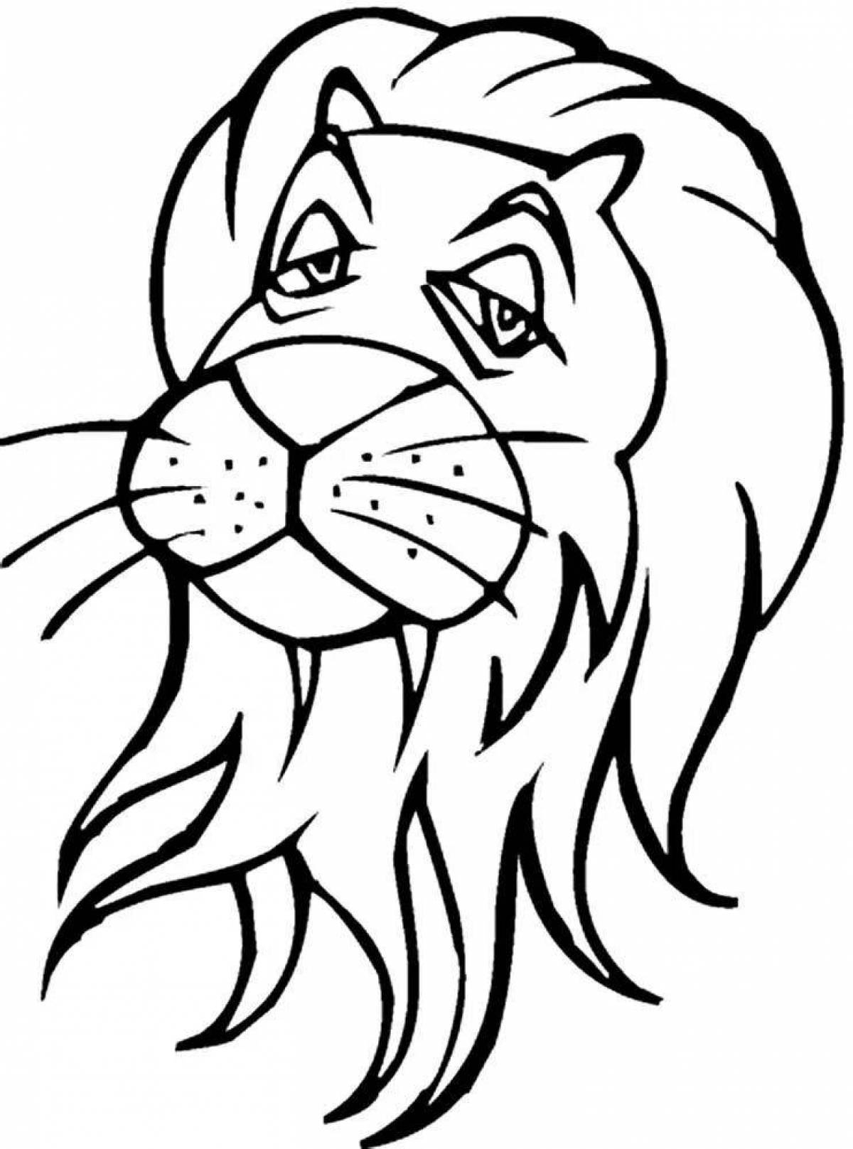Ярко окрашенная страница раскраски головы льва