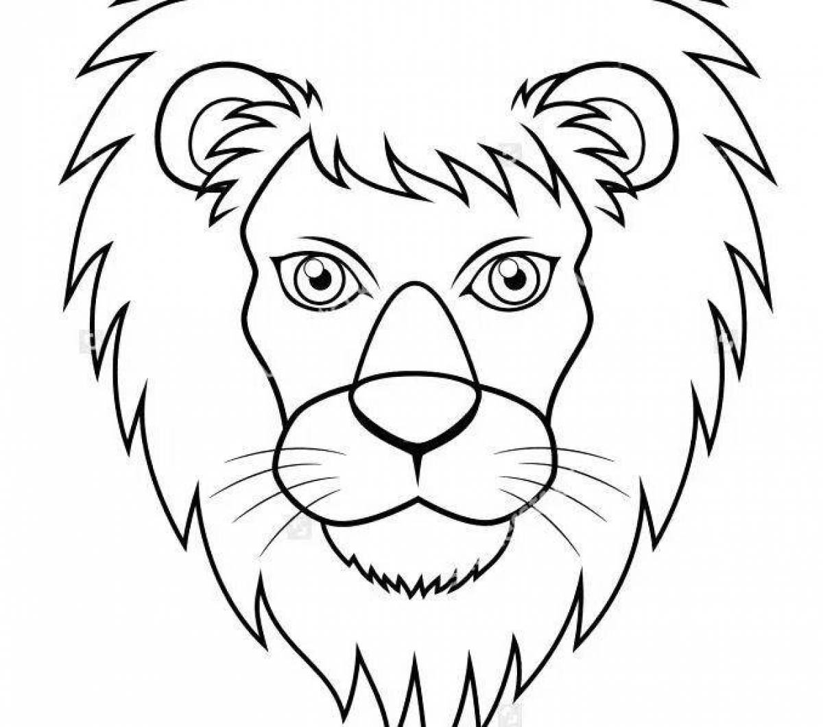Colorful lion head coloring page