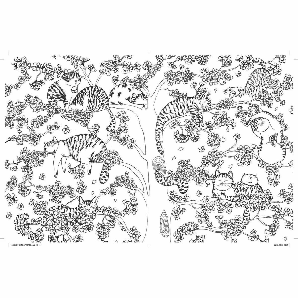 Million cats adorable coloring page