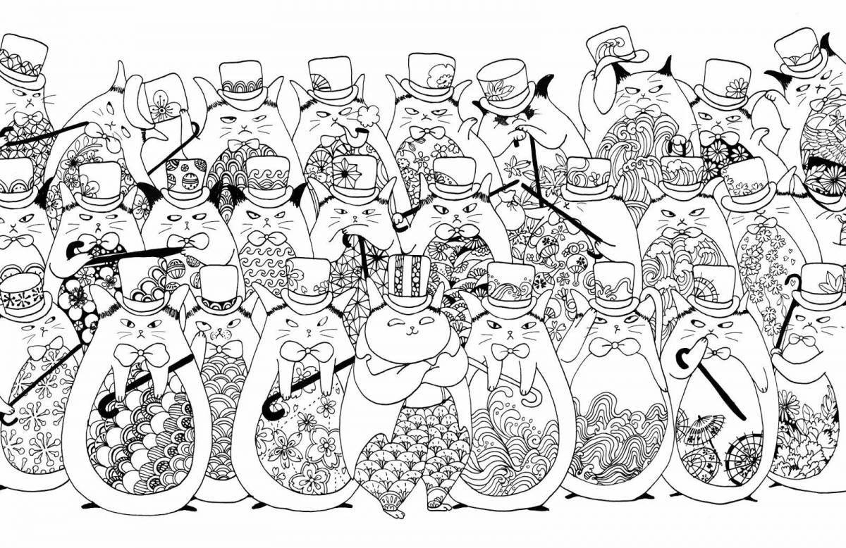 Cute million cats coloring book