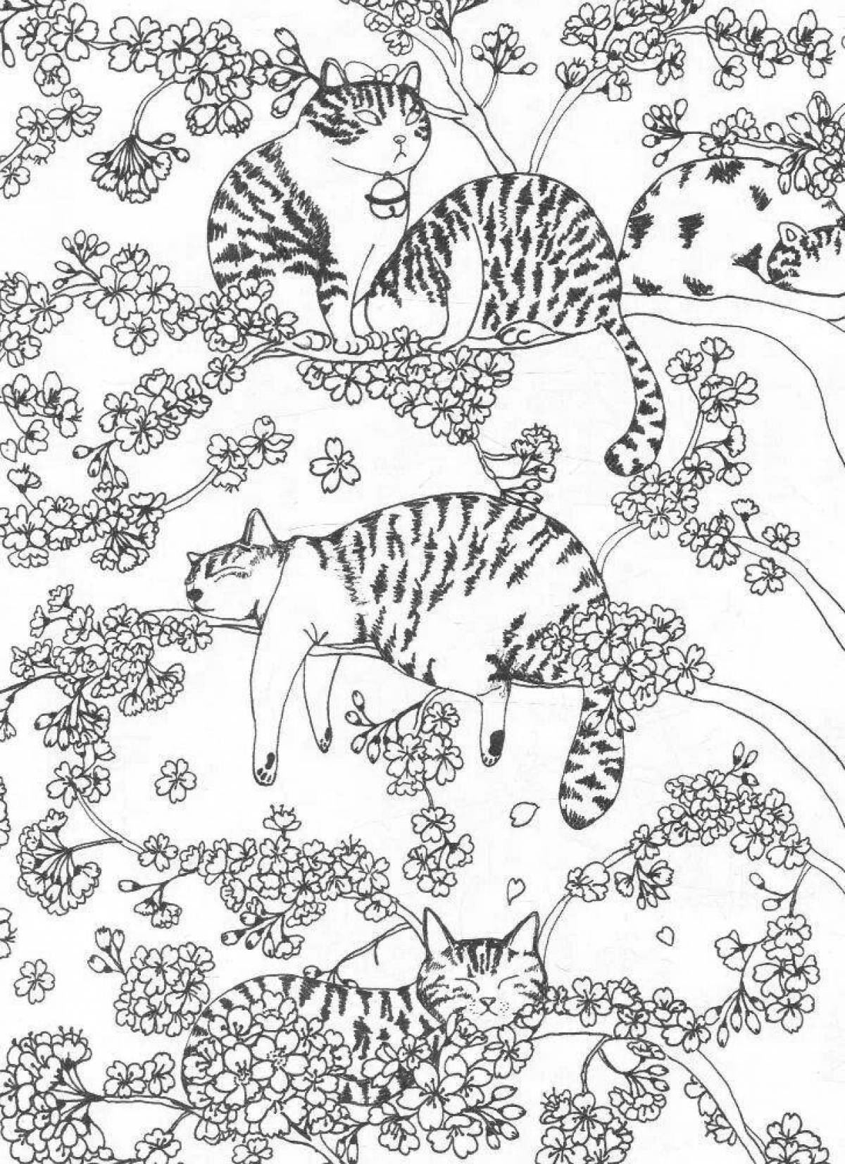 Сказочная страница раскраски «миллион кошек»