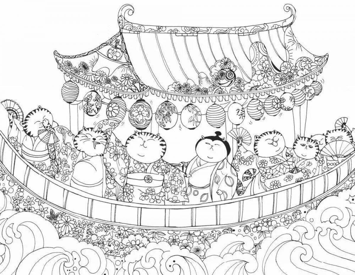 Million fluffy cats coloring page