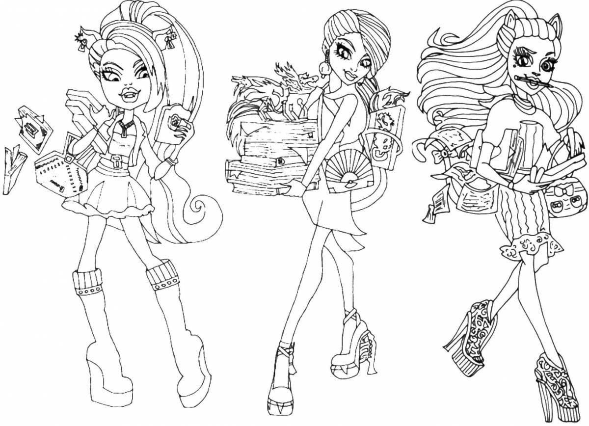Coloring page dazzling monster school