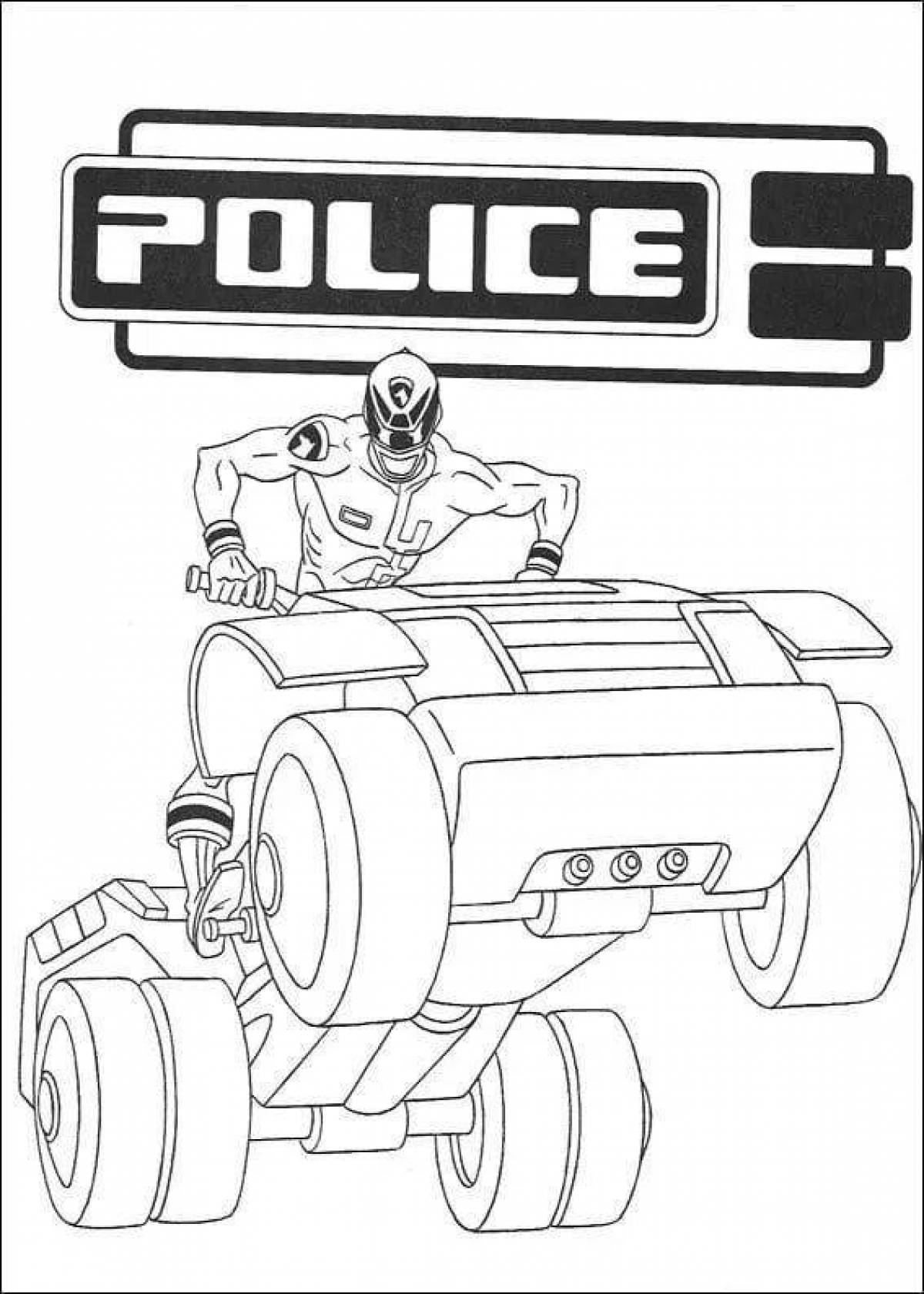 Coloring book brave police robot